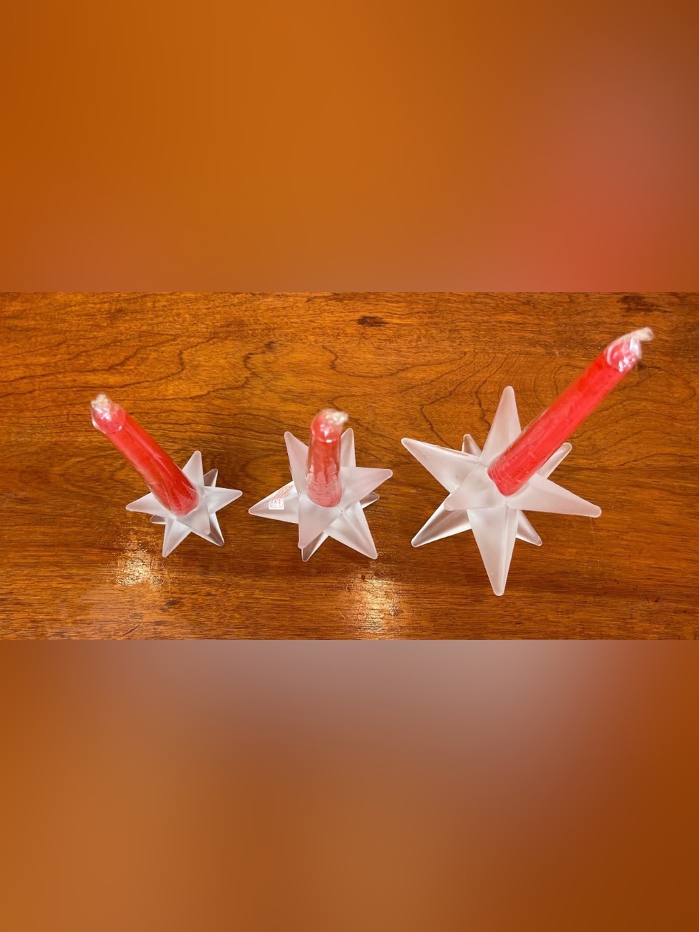 Vintage Star Candleholders | Frosted Clear Glass Christmas Decor - Picture 7 of 10